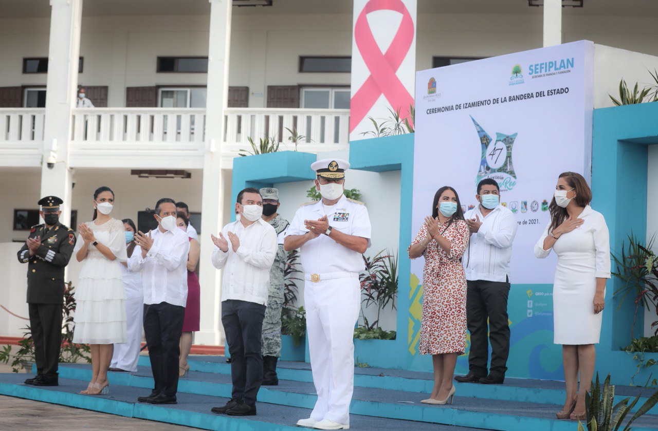 La presidenta municipal de Benito Juárez participó en las actividades para celebrar el 47 aniversario de la creación como Estado.