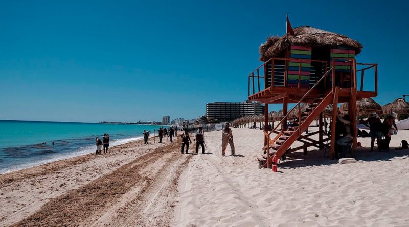 SECRETARÍA DE MARINA ADVIERTE NIVEL DE ALERTA BAJO DE SARGAZO EN PLAYAS DE QUINTANA ROO.